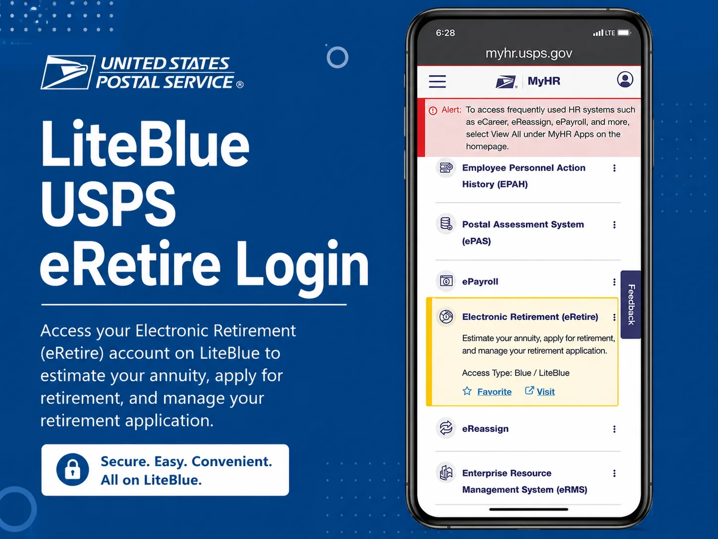 USPS LiteBlue eRetire Login USPS LiteBlue eRetire Login